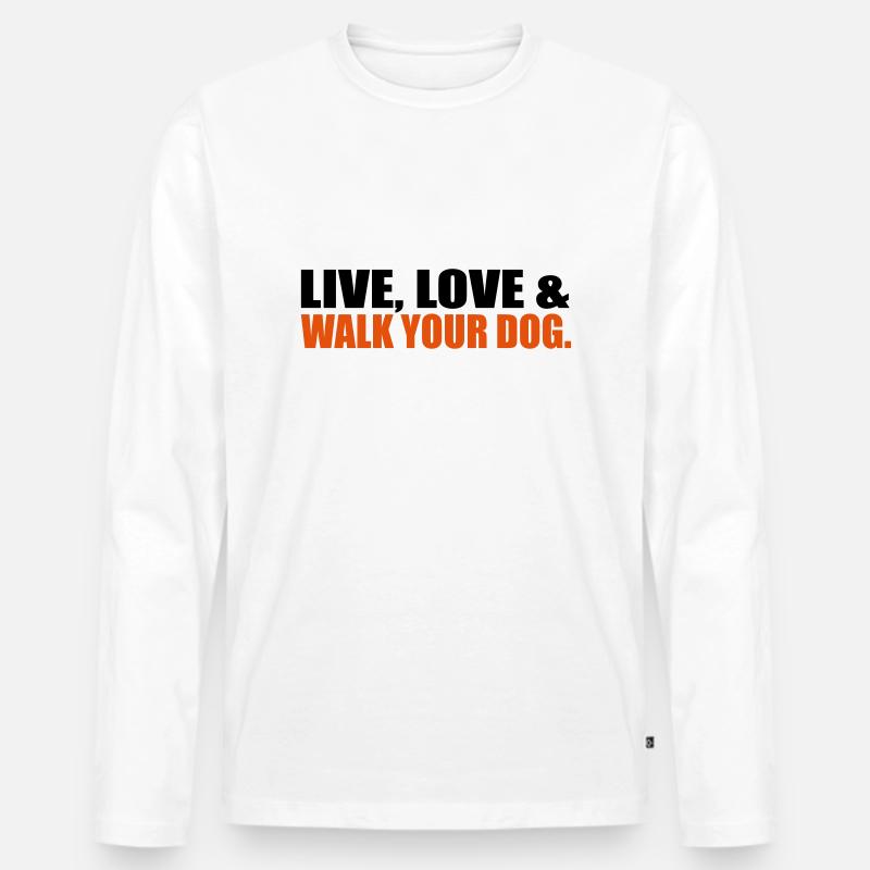 Hund - Männer Premium Bio Langarmshirt - Weiß