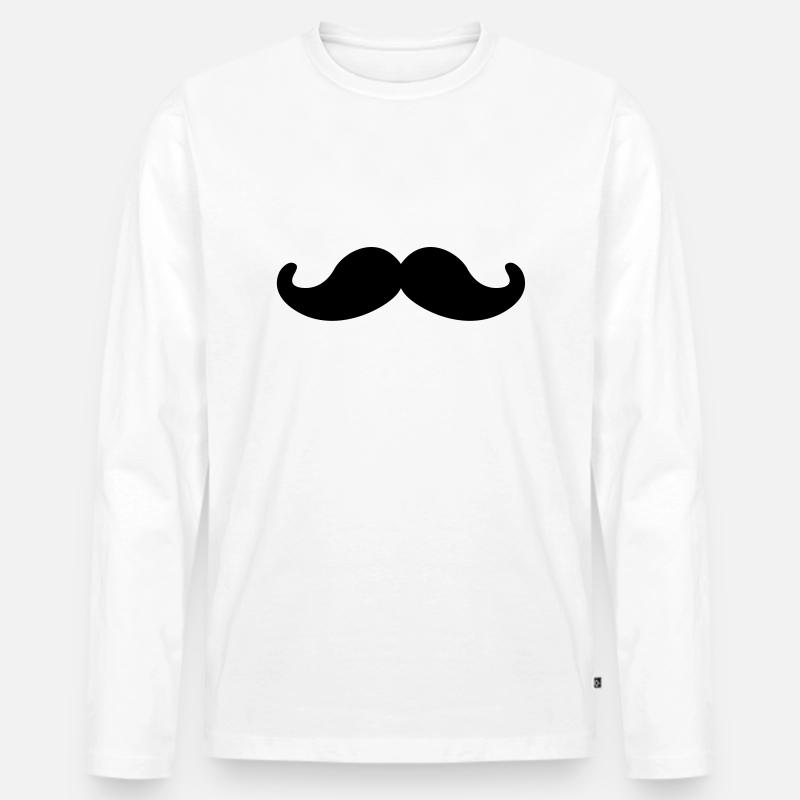 Schnurrbart - Männer Premium Bio Langarmshirt - Weiß