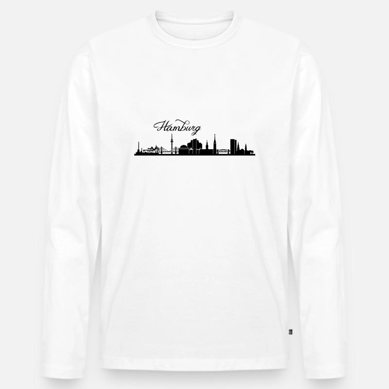 Hamburger Skyline - Männer Premium Bio Langarmshirt - Weiß