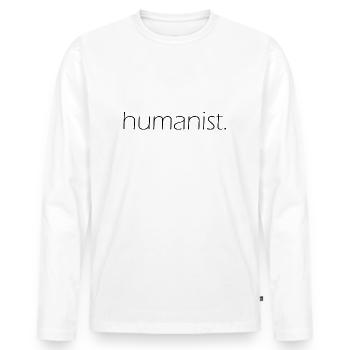 humanist. - Männer Premium Bio Langarmshirt - Weiß - Vorne - Nico (187cm)