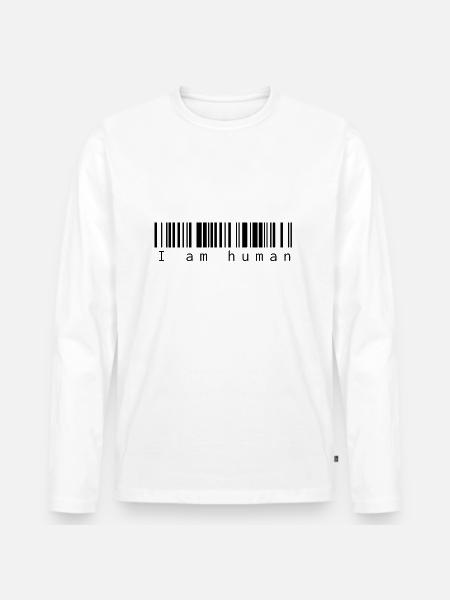 I am human - Männer Premium Bio Langarmshirt - Weiß