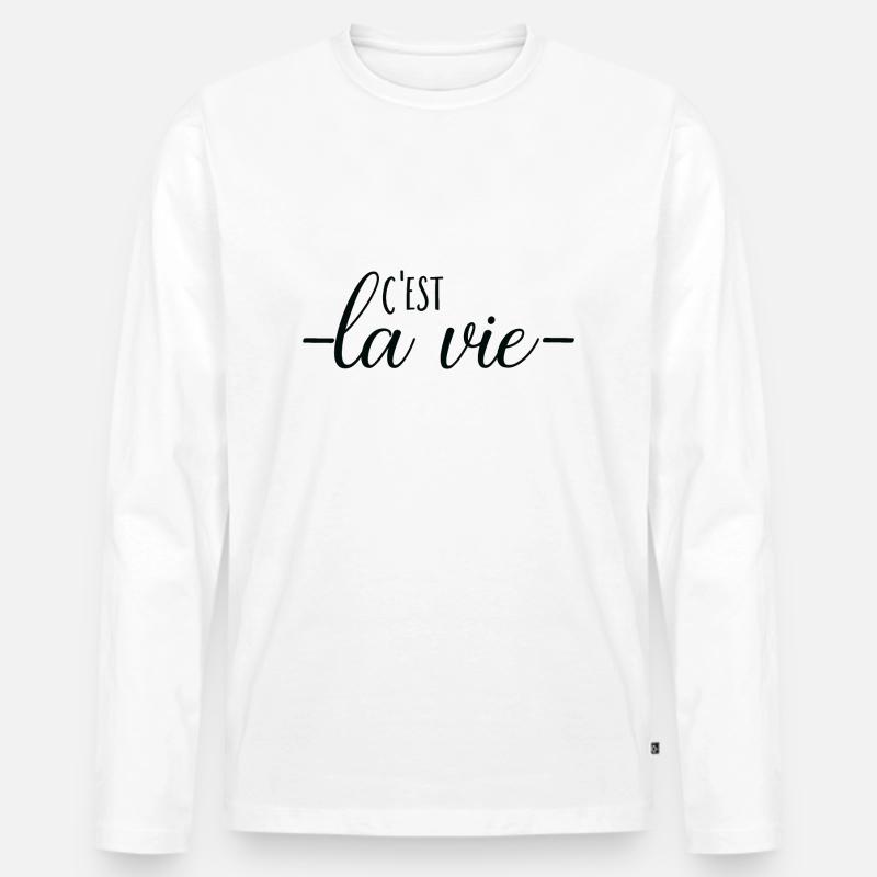 C'est la vie - Männer Premium Bio Langarmshirt - Weiß
