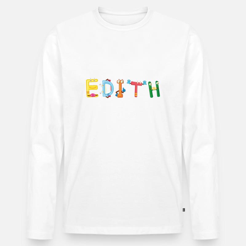 Edith - Männer Premium Bio Langarmshirt - Weiß