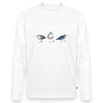 vilains mouettes mer mer plage côte mer du nord mer baltique sylt - T-shirt manches longues Premium bio Homme - blanc - Devant - Nico (187cm)