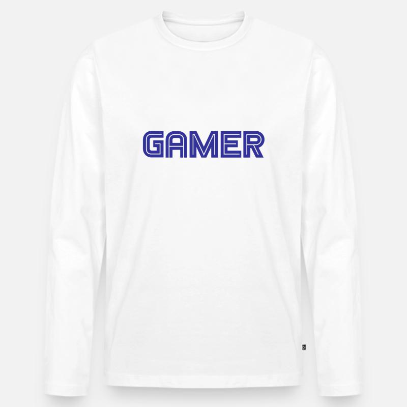 Gamer - Games - PC - Computer - Männer Premium Bio Langarmshirt - Weiß