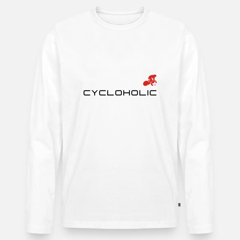cycloholic - Männer Premium Bio Langarmshirt - Weiß