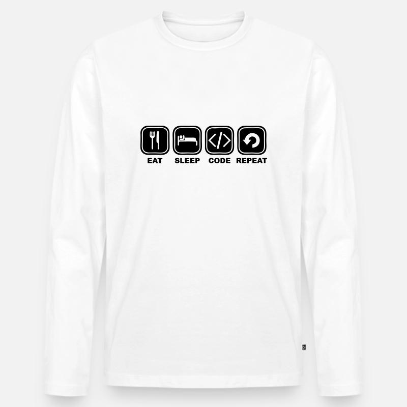 Eat, sleep, Code, Repeat - Männer Premium Bio Langarmshirt - Weiß