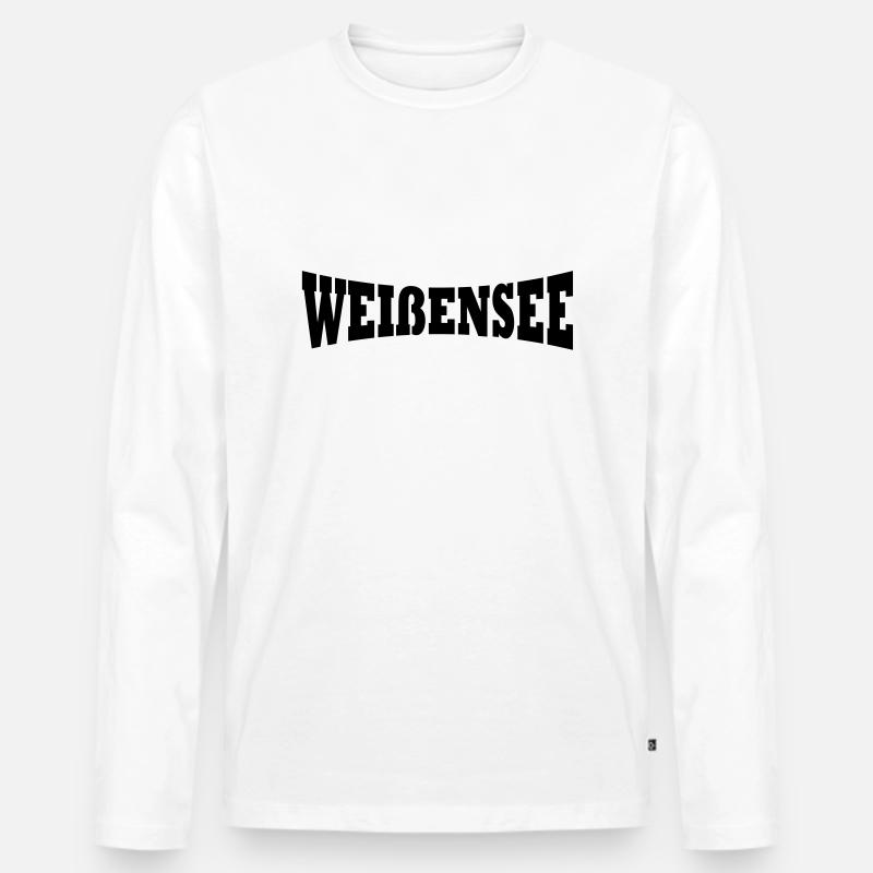 Weißensee Schriftzug - Männer Premium Bio Langarmshirt - Weiß