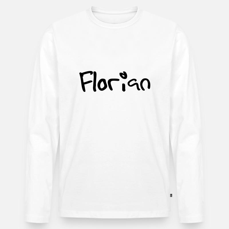 florian - Männer Premium Bio Langarmshirt - Weiß