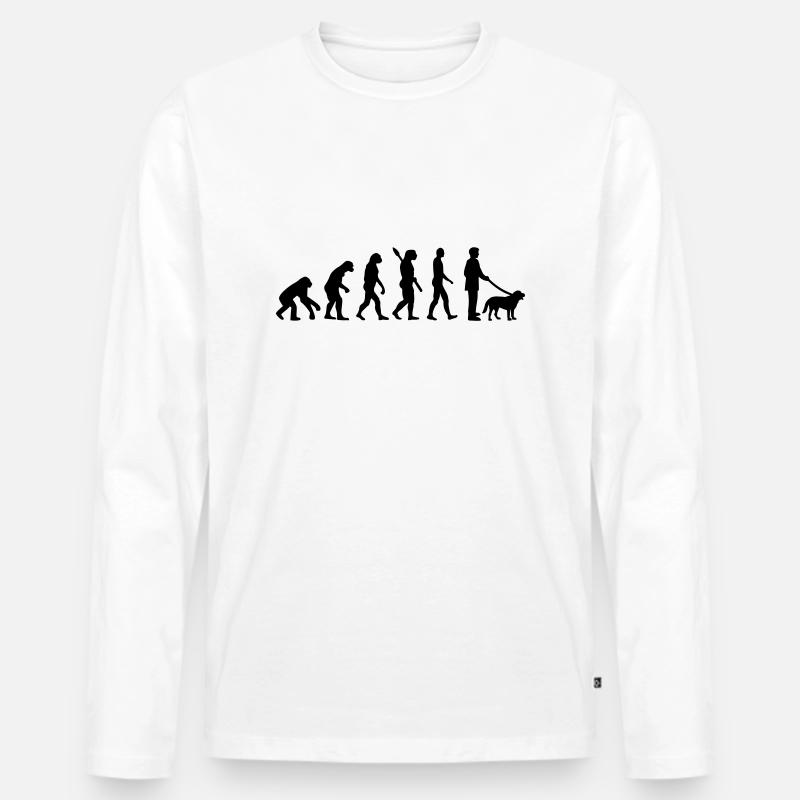 Evolution Hund - Männer Premium Bio Langarmshirt - Weiß