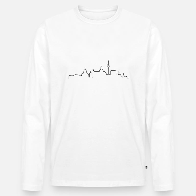 Skyline Mannheim - Männer Premium Bio Langarmshirt - Weiß