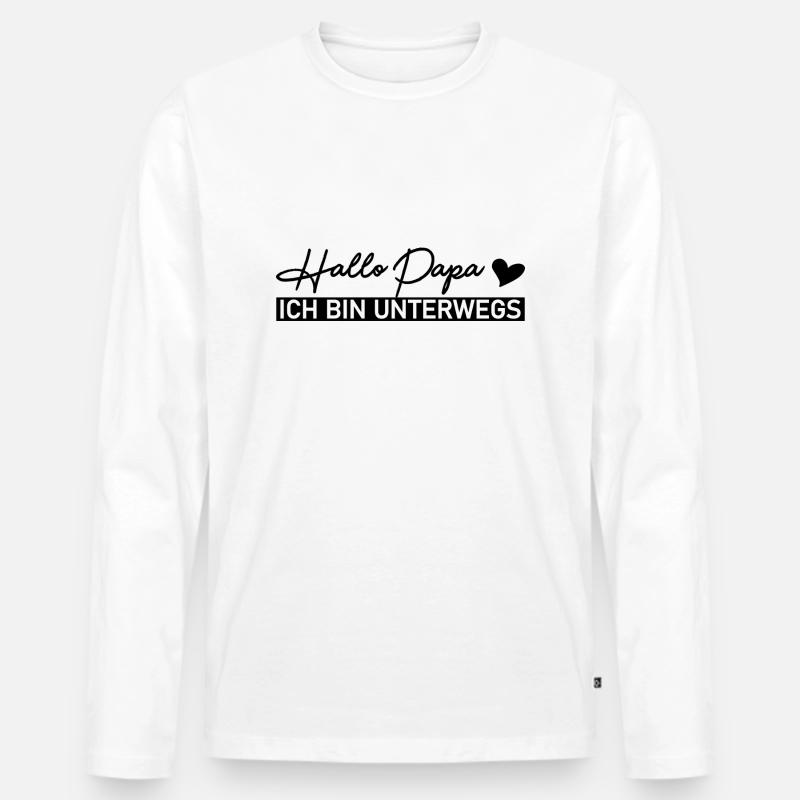 Hallo Papa - Männer Premium Bio Langarmshirt - Weiß
