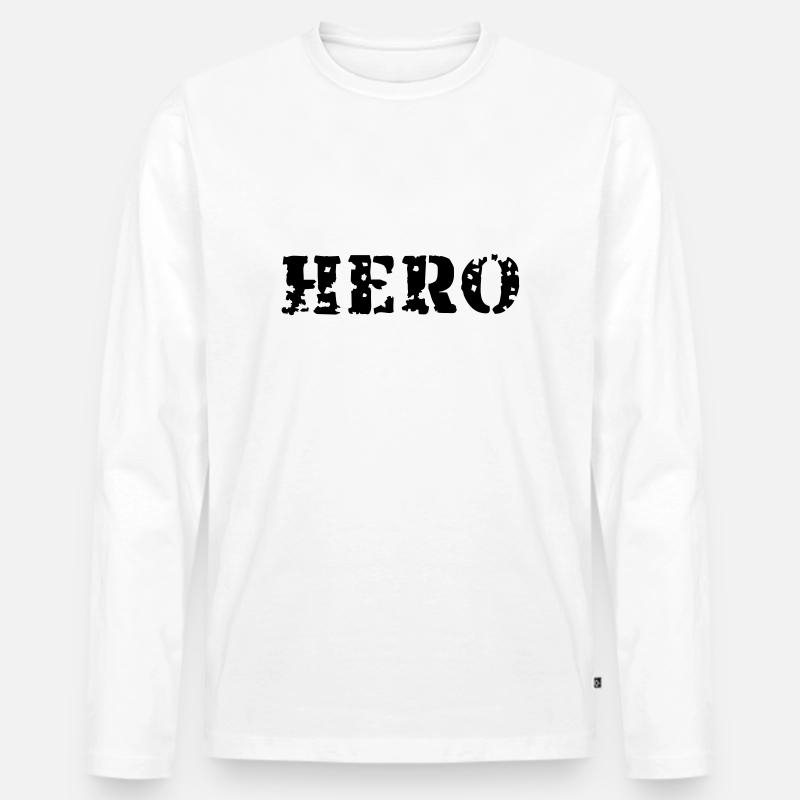 Hero - Männer Premium Bio Langarmshirt - Weiß