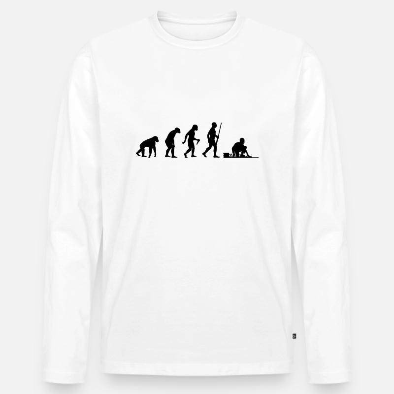 Bodenleger Evolution - Männer Premium Bio Langarmshirt - Weiß