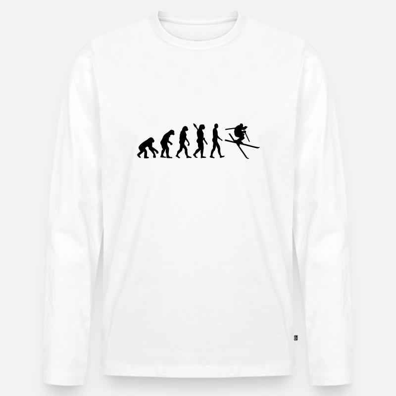 Evolution Ski - Männer Premium Bio Langarmshirt - Weiß