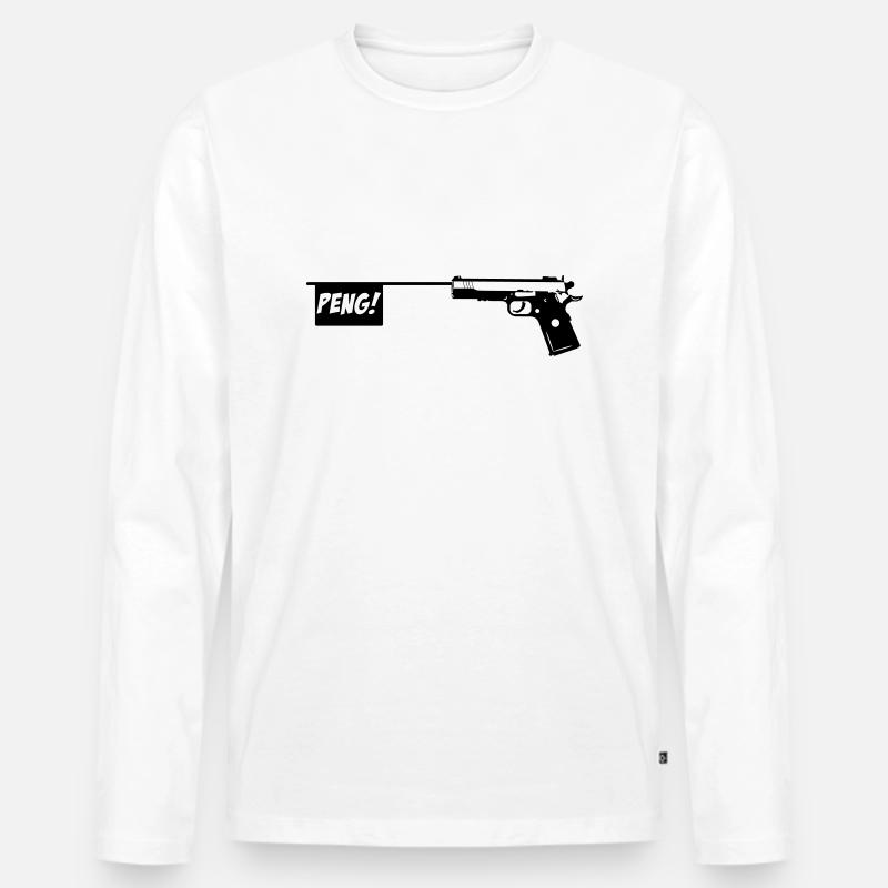 Pistole PENG! Scherzartikel Knarre 1c - Männer Premium Bio Langarmshirt - Weiß