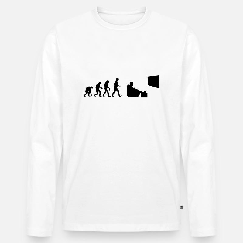 Fernsehen Bingewatching Serienmarathonevolution - Männer Premium Bio Langarmshirt - Weiß