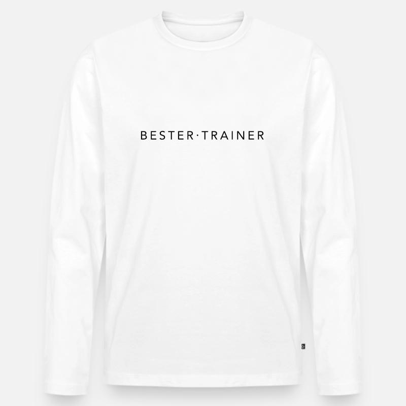 Bester Trainer - Männer Premium Bio Langarmshirt - Weiß