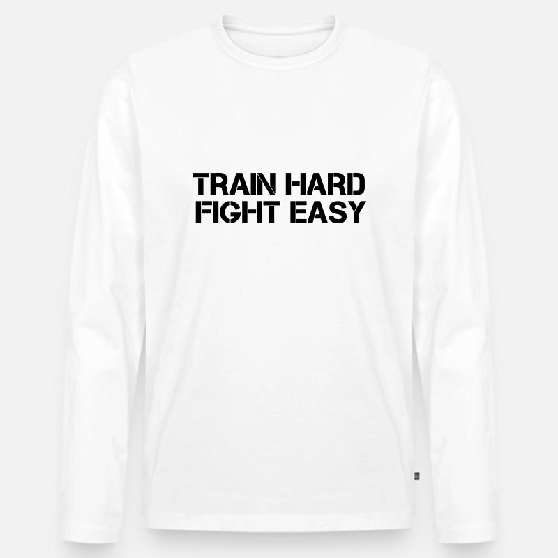 train hard - Männer Premium Bio Langarmshirt - Weiß