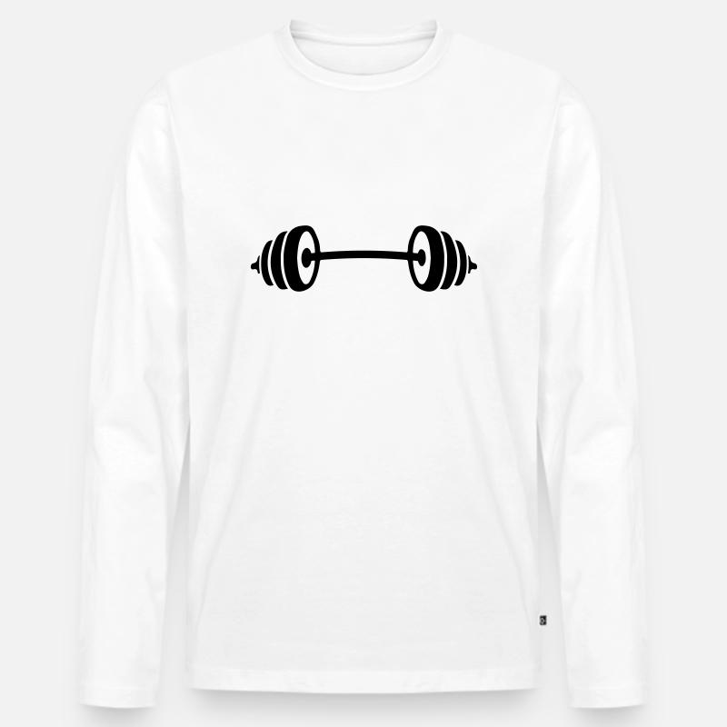 dumbbell weights design - Männer Premium Bio Langarmshirt - Weiß