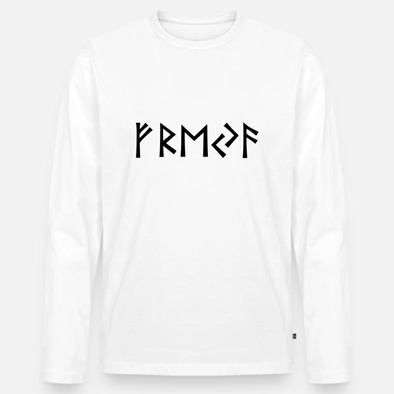 Freya in Runen - Männer Premium Bio Langarmshirt - Weiß