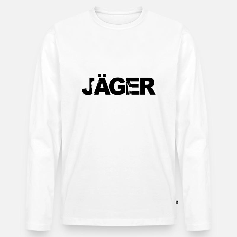 Jäger - Männer Premium Bio Langarmshirt - Weiß
