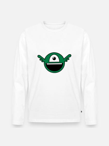 Funny one-eyed alien - Men's Premium Organic Long Sleeve Shirt - white