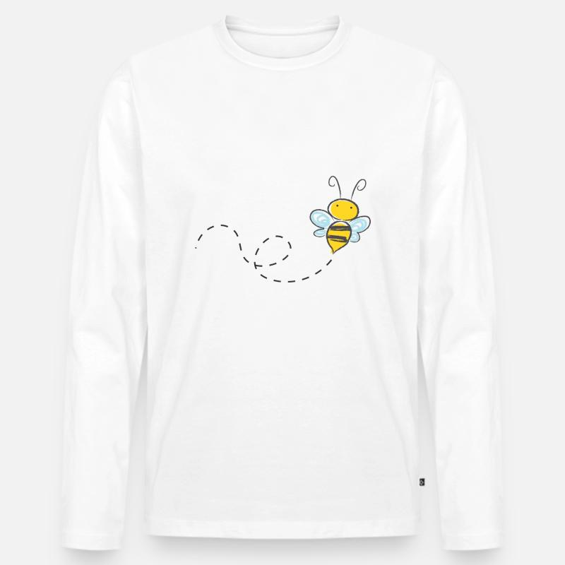 bee - Männer Premium Bio Langarmshirt - Weiß