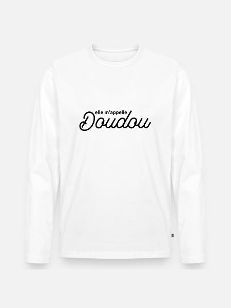 She calls me doudou - Men's Premium Organic Long Sleeve Shirt - white