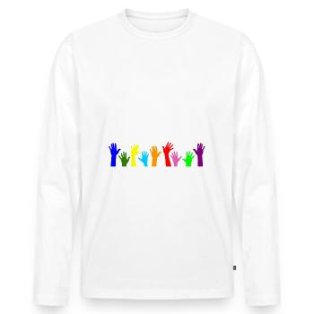 Gegen Rassismus - Männer Premium Bio Langarmshirt - Weiß - Vorne - Nico (187cm)