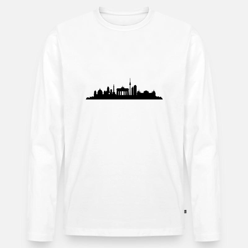 Berlin Skyline Zentral - Männer Premium Bio Langarmshirt - Weiß