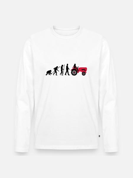 evolution_bauer_mit_traktor_032013_a_3c - T-shirt manches longues Premium bio Homme - blanc