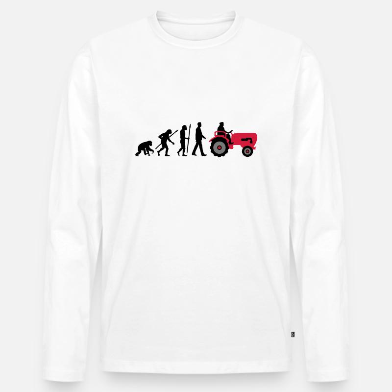 evolution_bauer_mit_traktor_032013_a_3c - Männer Premium Bio Langarmshirt - Weiß