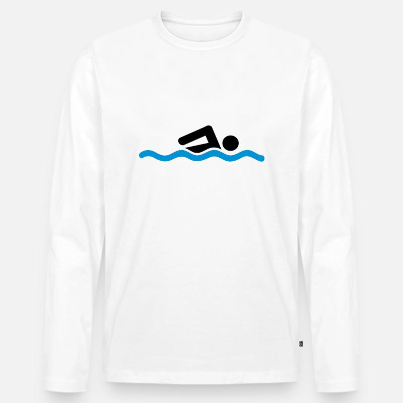 swimming - Männer Premium Bio Langarmshirt - Weiß