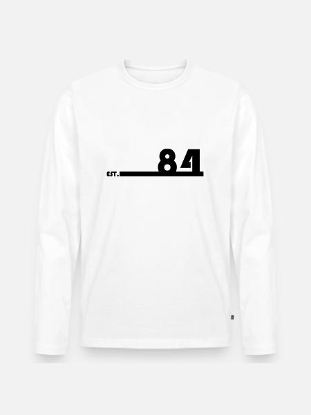 84_Black_Bauhaus93 - Männer Premium Bio Langarmshirt - Weiß