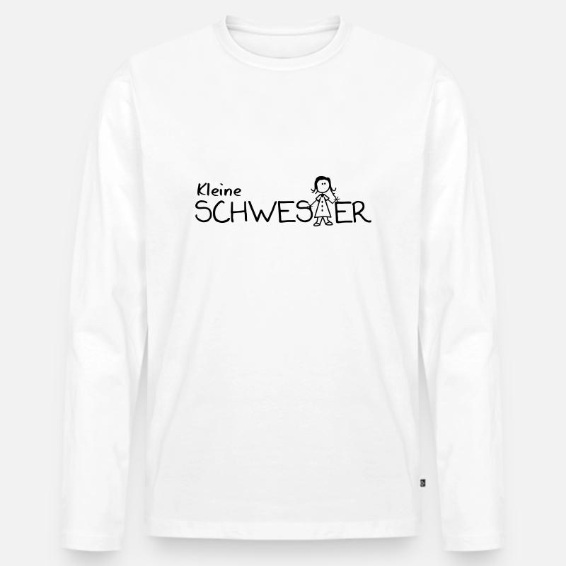 Kleine Schwester - Männer Premium Bio Langarmshirt - Weiß