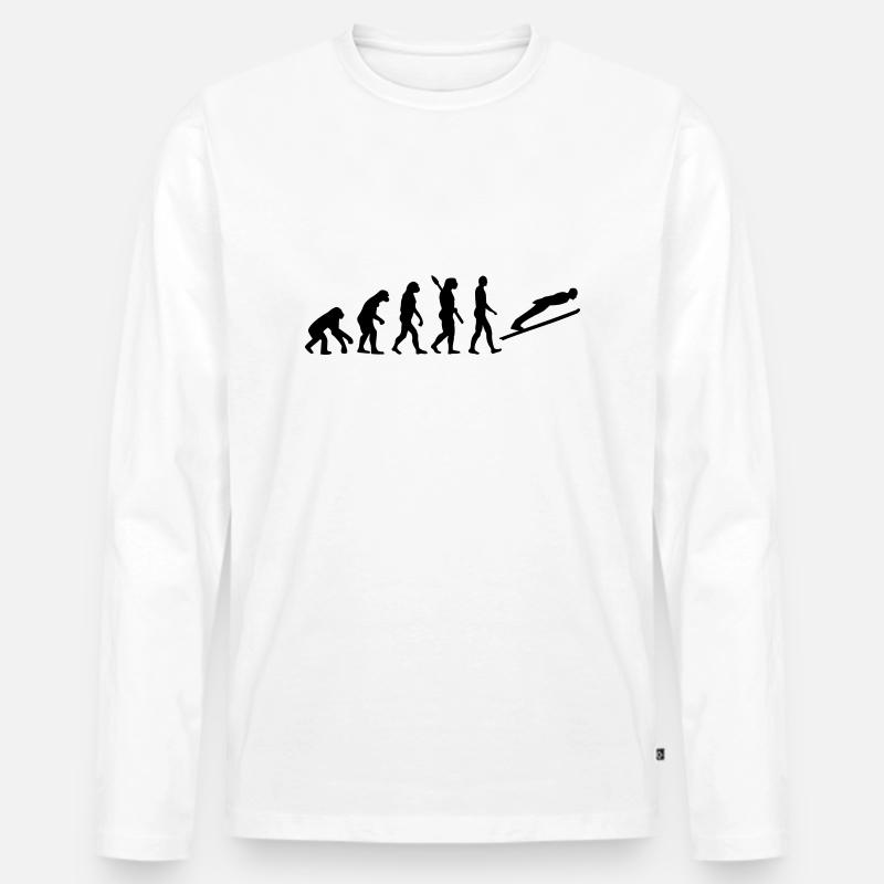Evolution Ski-jumping - Men's Premium Organic Long Sleeve Shirt - white