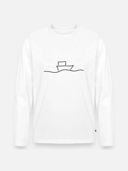 boot auf meer - Männer Premium Bio Langarmshirt - Weiß