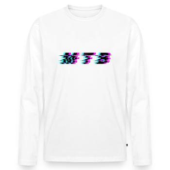 MTB Glitch - Men's Premium Organic Long Sleeve Shirt - white - Front - Nico (187cm)