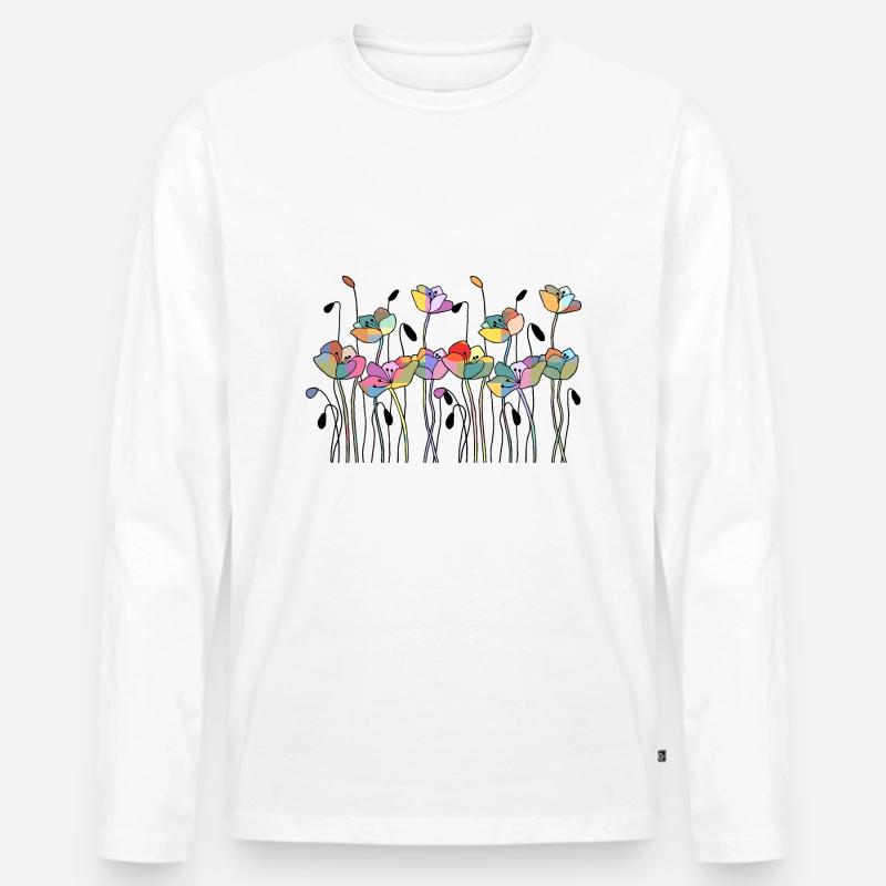 Blumen - Männer Premium Bio Langarmshirt - Weiß