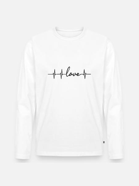 Love Herzfrequenz - Männer Premium Bio Langarmshirt - Weiß