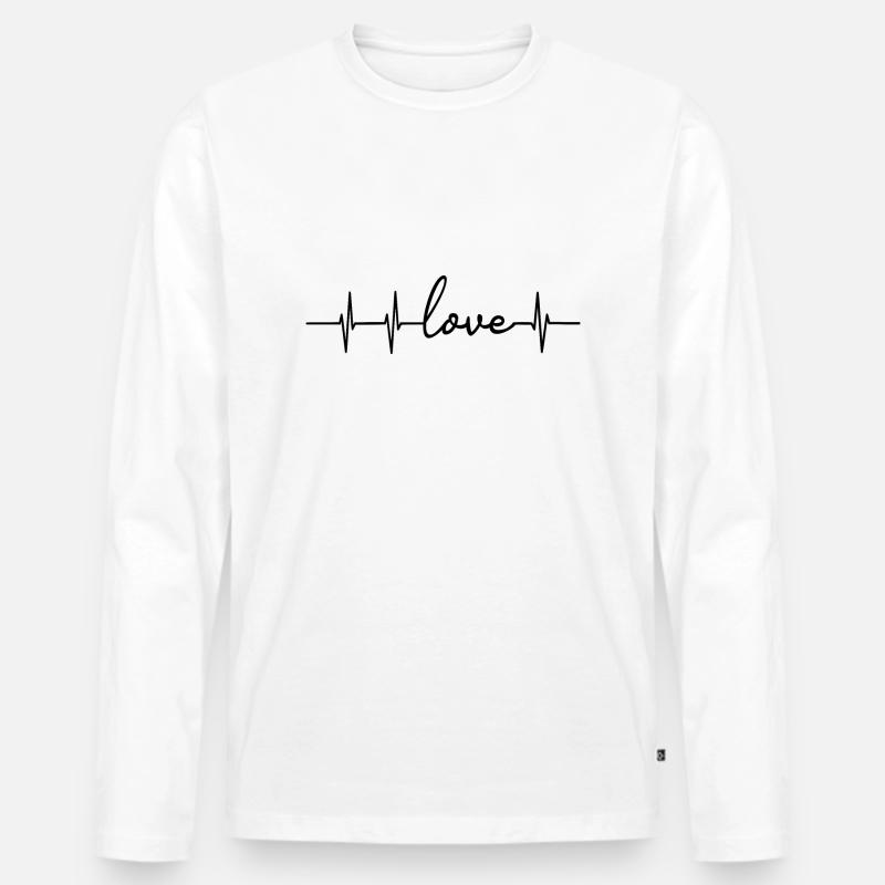 Love Herzfrequenz - Männer Premium Bio Langarmshirt - Weiß
