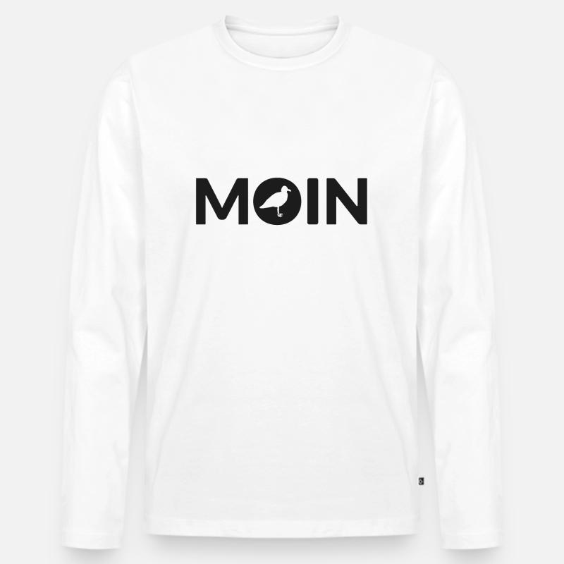 Moin Möwe Seemann - Männer Premium Bio Langarmshirt - Weiß