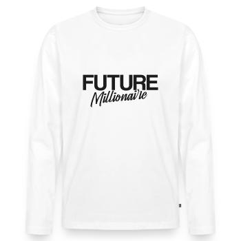 Future millionair, dunkler Aufdruck - Männer Premium Bio Langarmshirt - Weiß - Vorne - Nico (187cm)