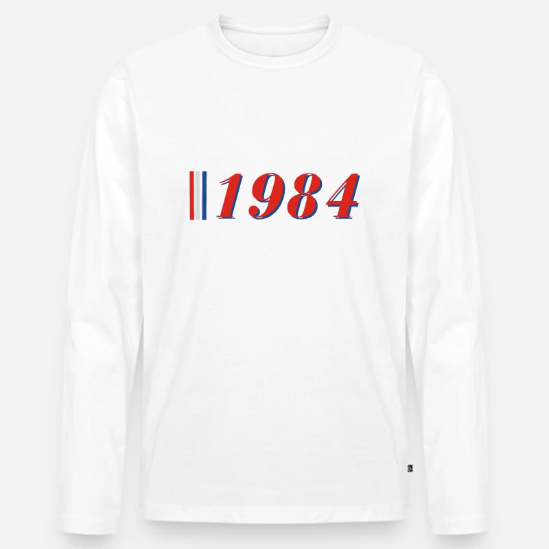 Jahr 1984 - Männer Premium Bio Langarmshirt - Weiß