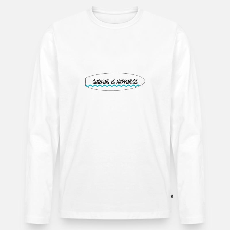 Surfing is happiness - Männer Premium Bio Langarmshirt - Weiß