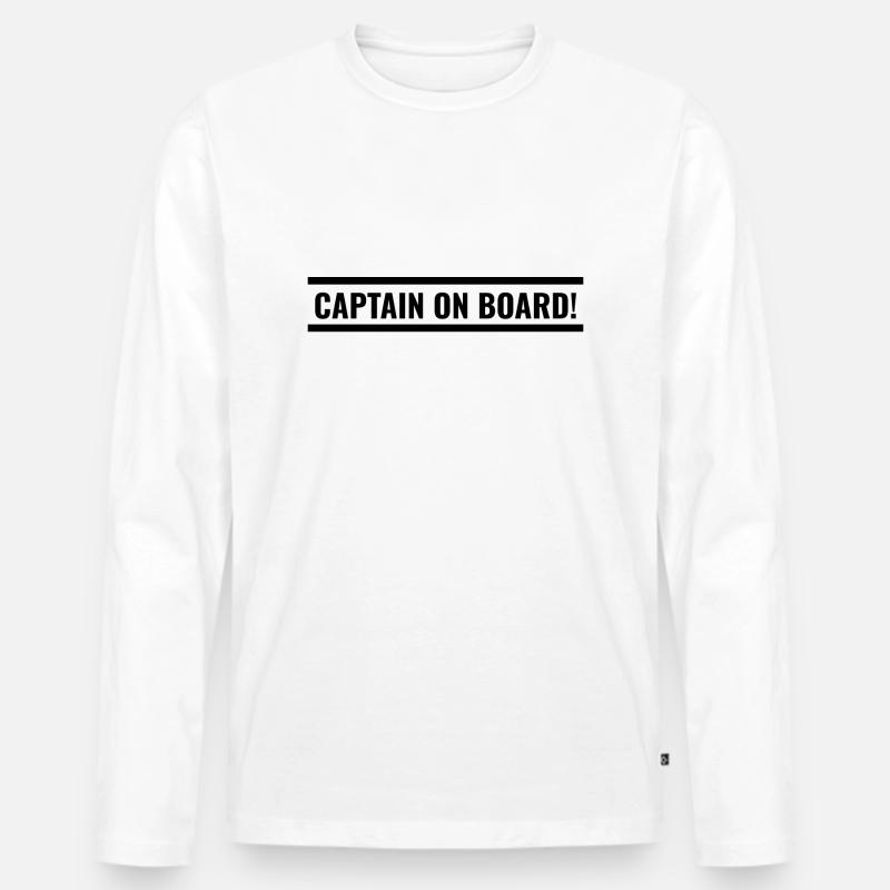 Captain on Board! - Männer Premium Bio Langarmshirt - Weiß