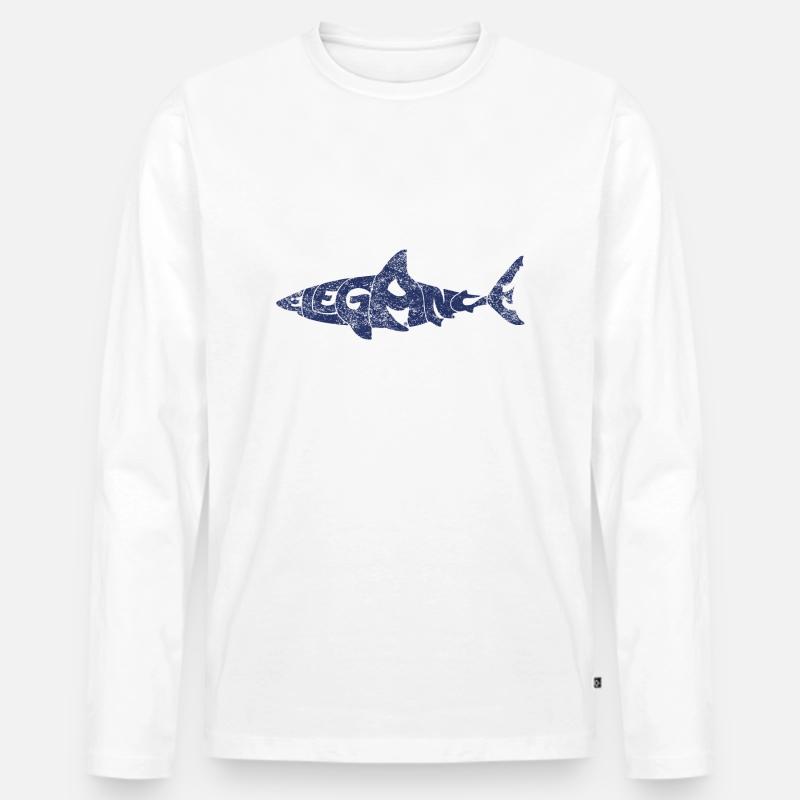 Eleganter Hai - Männer Premium Bio Langarmshirt - Weiß