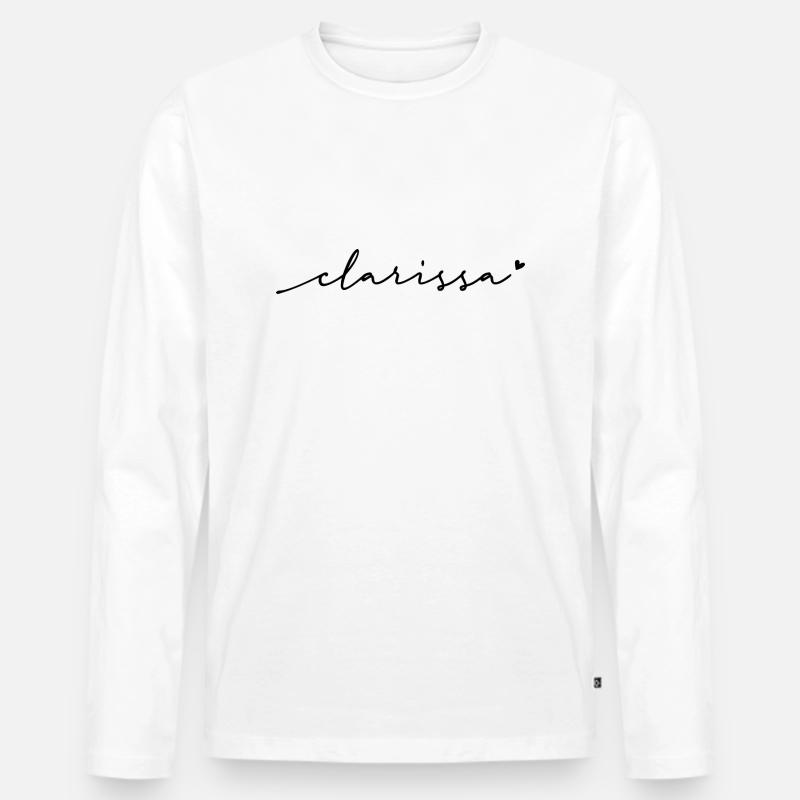 Clarissa Cursive Name - Men's Premium Organic Long Sleeve Shirt - white