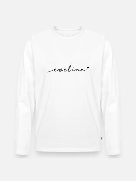 Ewelina Cursive Name - Men's Premium Organic Long Sleeve Shirt - white
